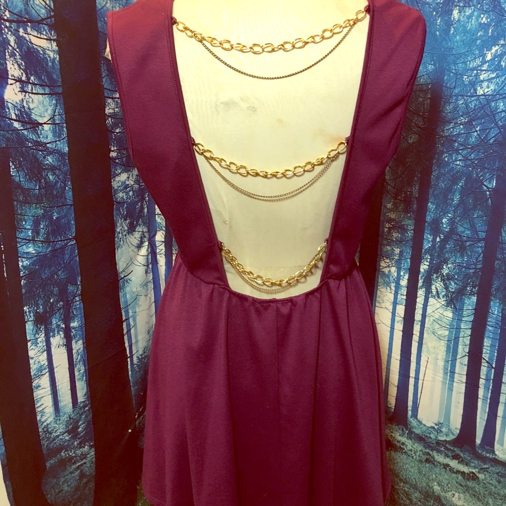 Purple dress with gold chain back